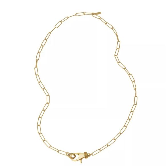 New ADORNIA Lock Paper Clip Chain Necklace 14k yellow gold 17” JEWELRY - Picture 1 of 5